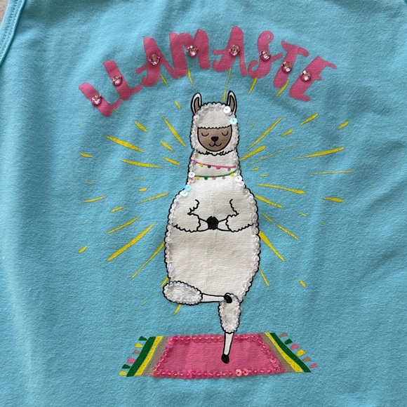 Haven Girl 2pc set  Llama Graphic Tank & Tropical embroidered top sz 7 - Picture 3 of 15